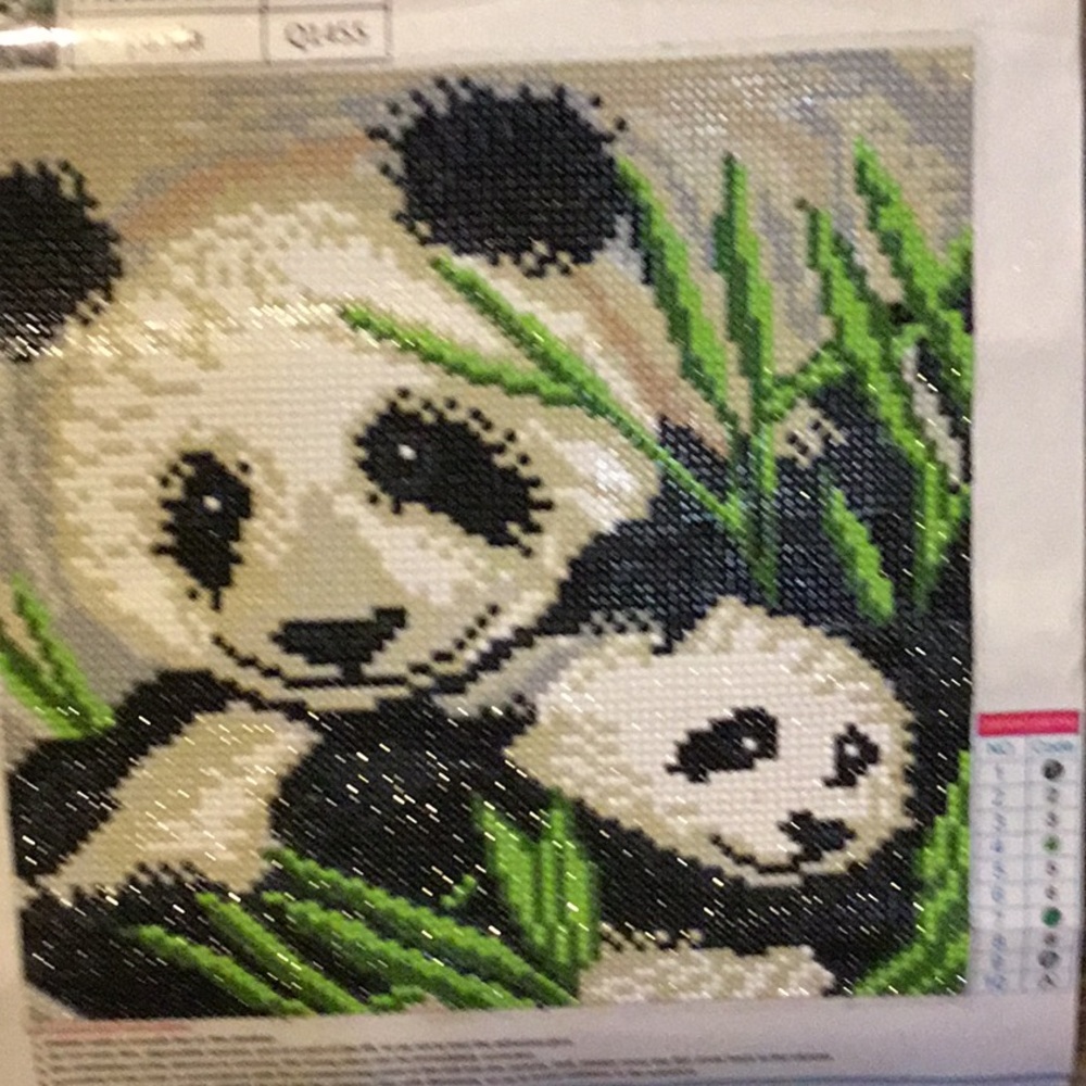 Diamond painting of panda bear